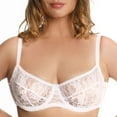 thumbnail image 1 of Underwire Sheer Lace Bra Plus Size Lingerie Comfort Fit 32 34 36 38 40 42 B C D E F G H I ( 40I, White), 1 of 3