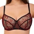 thumbnail image 1 of Underwire Sheer Lace Bra Plus Size Lingerie Comfort Fit 32-42 B C D E F G H I ( 34F/DDD, Red/Black), 1 of 4