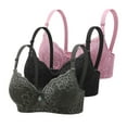 thumbnail image 1 of Underwired Bras for Women 3 Pack Lace Embroidered Bra Stretchy Push Up Supportive Everyday Bras,S-3XL, 1 of 2