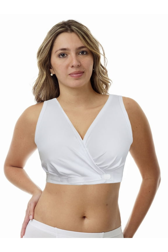 Arthritis Hook and Loop Front Closure Sleep and Leisure Bra - Breastfeeding Bra White 3X-Large