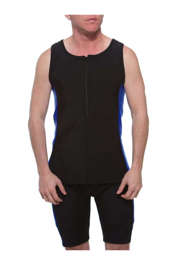FTM Sleeveless Chest Binder Swim Top Black/Blue X-Large