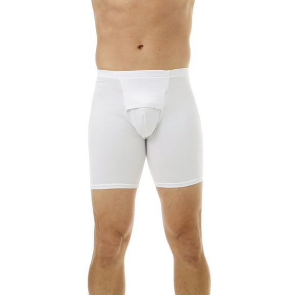 Underworks Men's Microfiber Long Boxer Underwear - White Medium