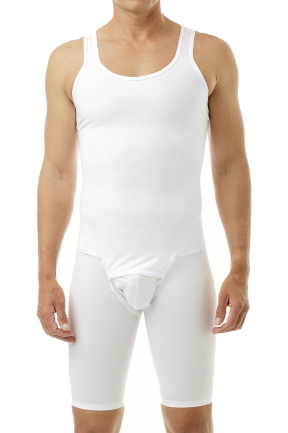 Mens Compression Bodysuit Shaper - Girdle for Gynecomastia Belly Fat and Thighs