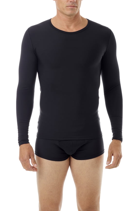 Microfiber Compression Crew Neck Light Compression T-shirt with Long Sleeves