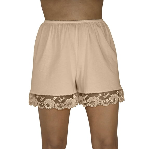 Underworks Pettipants Cotton Knit Culotte Slip Bloomers Split Skirt 4-inch Inseam Beige 4X-Large