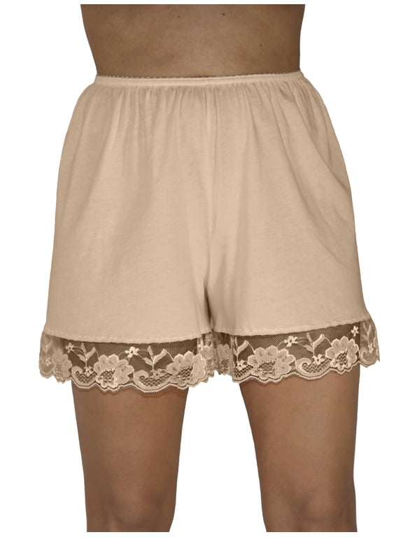 Pettipants Cotton Knit Culotte Slip Bloomers Split Skirt 4-inch Inseam Beige Large