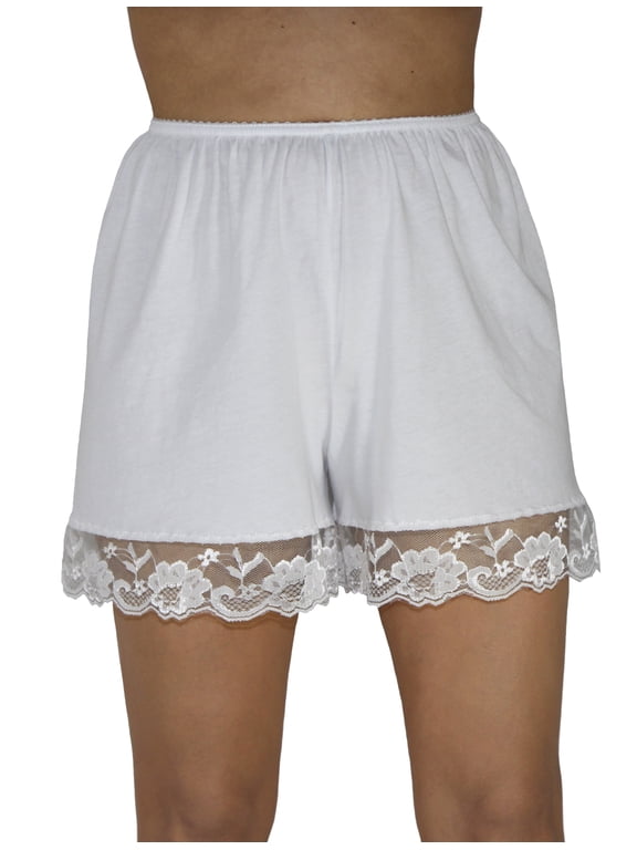 Pettipants Cotton Knit Culotte Slip Bloomers Split Skirt 4-inch Inseam White 4X-Large