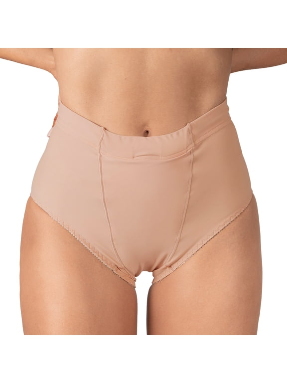 Vulvar Varicosity & Pelvic Prolapse Support Briefs with Groin Compression Bands - Women's Relief Underwear - Beige Medium