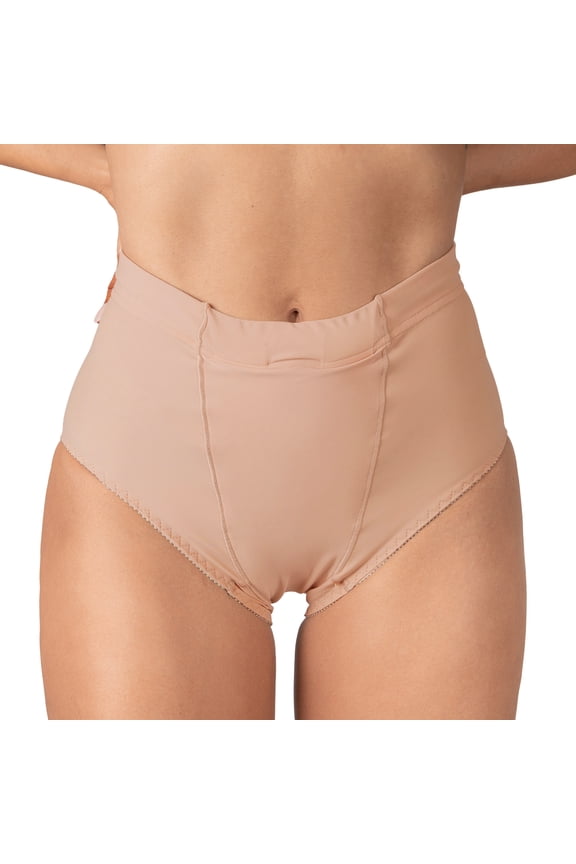 Vulvar Varicosity & Pelvic Prolapse Support Briefs with Groin Compression Bands - Women's Relief Underwear - Beige X-Large