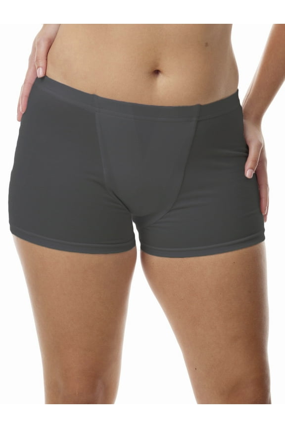 Vulvar Varicosity and Prolapse Support Boy-Leg Brief with Groin Compression Bands and Hot & Cold Therapy Gel Pad, Black Large