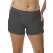 Underworks Vulvar Varicosity and Prolapse Support Boy-Leg Brief with Groin Compression Bands and Hot & Cold Therapy Gel Pad, Black Medium