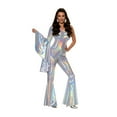 thumbnail image 1 of Underwraps 70's Disco Off-The-Shoulder Iridescent Metallic Adult Costume Jumpsuit | XL Female, 1 of 5