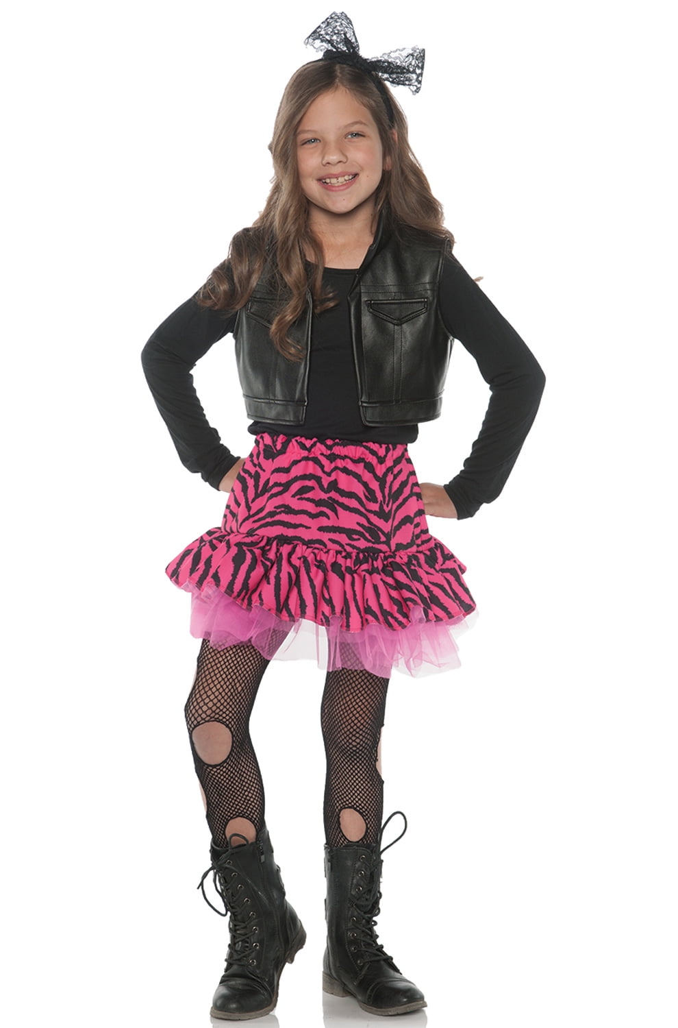 Los 80 90s Rock Star Costume Underwraps 80's Zebra Rocker Child
