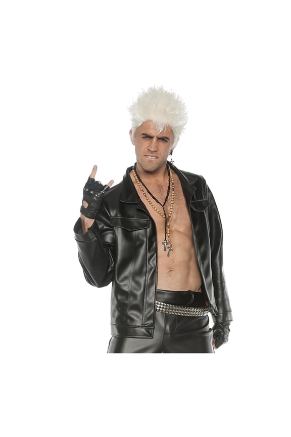80s Rebel Rocker Faux Leather Jacket Adult Costume | XXL Unisex