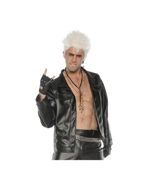 80s Rebel Rocker Faux Leather Jacket Adult Costume | XXL Unisex