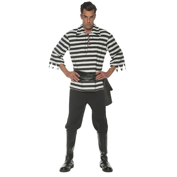 Underwraps Mens Black and White Dashing Pirate Costume - Size XX Large