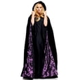 thumbnail image 1 of Underwraps Adult Women's 63" Deluxe Velvet Satin Cloak Cape, Black/Purple, 1 of 3