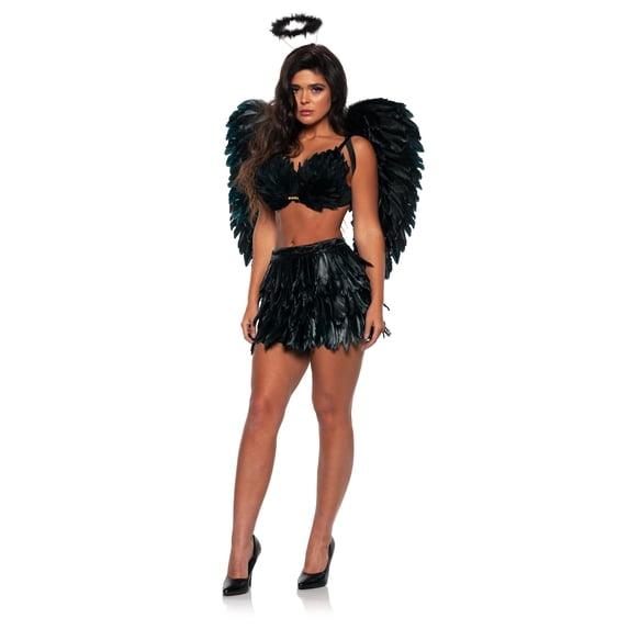 Underwraps Black Feather Mini Skirt Adult Costume | LG/XL Female