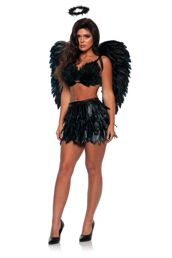 Black Feather Mini Skirt Adult Costume | LG/XL Female