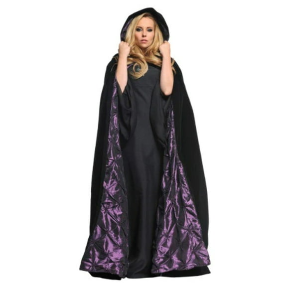 Underwraps Costumes Embossed Black  Purple Velvet Satin Cape