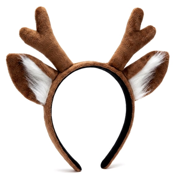 Underwraps Cute Fawn Headband, Brown Deer Antlers And Ears Plush Crown Costume Accessory For Adult Halloween, Christmas Holiday Parties One Size