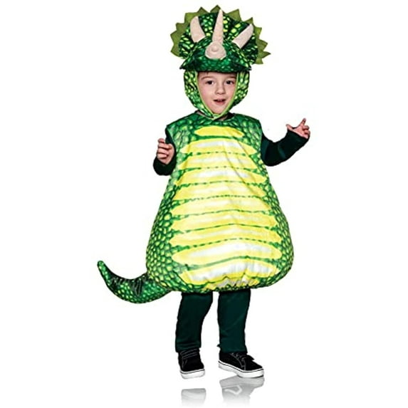 Underwraps Dinosaur Green Triceratops Printed Belly Baby Costume | X-Large Unisex