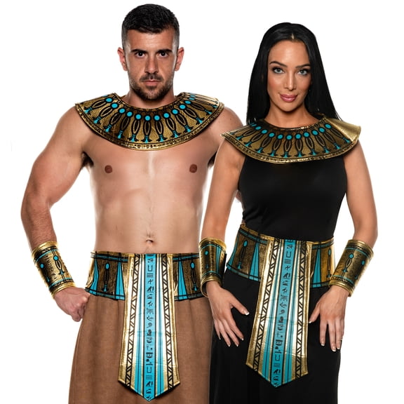 Underwraps Egyptian Costume Accessory Kit For Adults Includes Collar Belt And Wrist Cuffs, Ancient Royalty Inspired Dress Up Set, Halloween Cosplay One Size