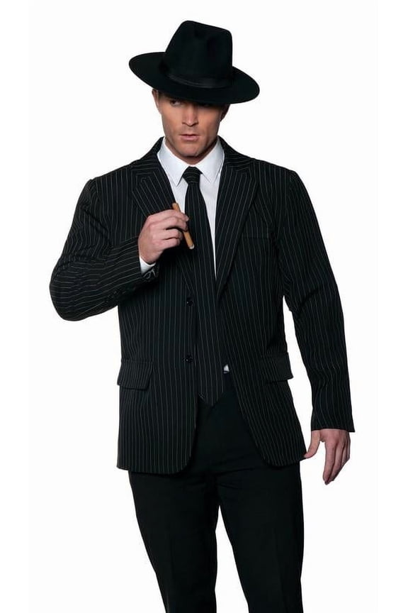 Gangster Pin Striped Jacket & Tie Adult Costume | One Size Male
