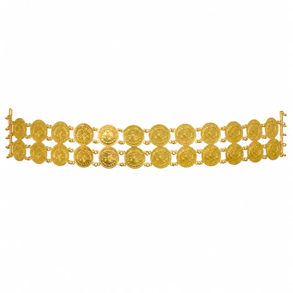 Underwraps Gold Coin Hip Chain Belt, Multi-row Metallic Medallion Waist Chain, Gypsy, Belly Dance, Pirate, Egyptian Costume Jewelry For Adults One Size