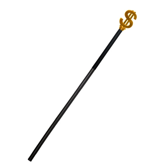 Underwraps Gold Dollar Sign Costume Cane, 3-Piece Collapsible Walking Stick Prop for 90s Rapper, Old School Gangster, and Halloween Dress Up (One Size 42-44)