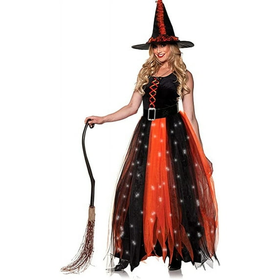 Underwraps-Hocus Pocus Witch Light-up Halloween Costume with Hat Women's Size Medium, Black