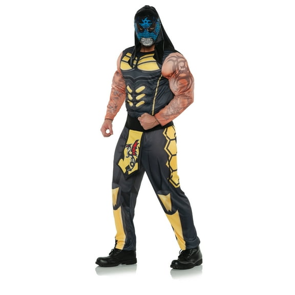 Underwraps Lucha Libre Penta Zero - Men's Padded Muscles Costume, Yellow Mask, Cosplay Costume for Men, Halloween Party Outfit, Adult Wrestling Costume
