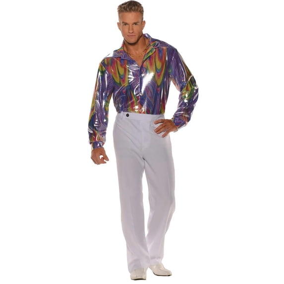 Underwraps Groovey Disco Shirt Men's Halloween Fancy-Dress Costume for Adult, XXL