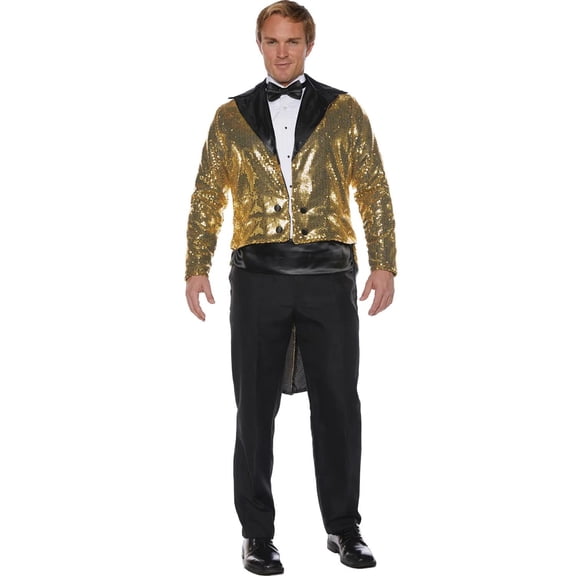 Underwraps Men's Gold Sequin Tails Jacket Costume - One Size