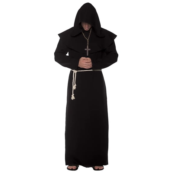 Underwraps Mens Black Monk Robe Costume - Size XX Large