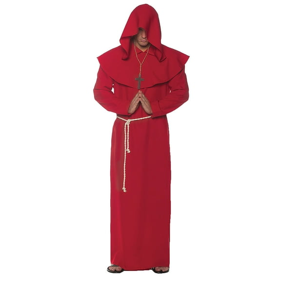 Underwraps Mens Red Monk Robe Costume - One Size Fits Most