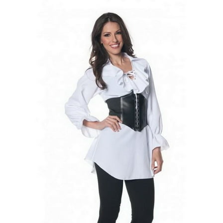 Underwraps Pirate Adult Costume White Laced-Front Blouse-Small