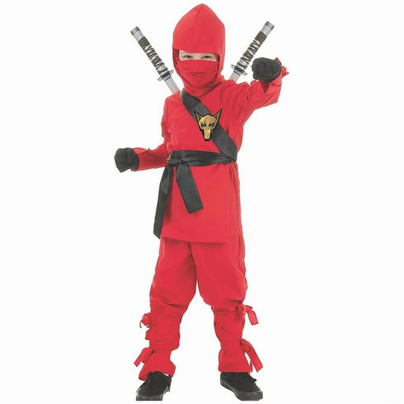Underwraps Red Ninja Boy's Halloween Fancy-Dress Costume for Child, M