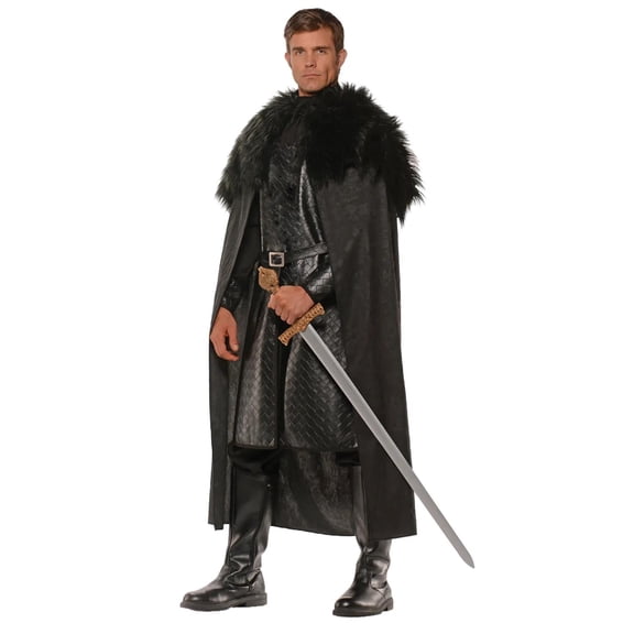 Underwraps Renaissance Man Faux Leather Costume Cape with Faux Fur Shawl One Size Unisex