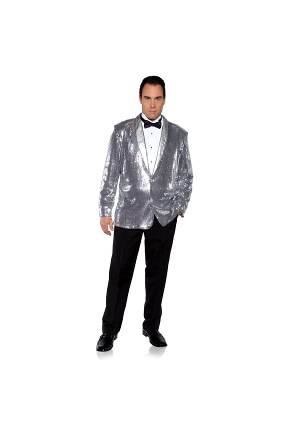 Men's Sequin Jacket Costume - Men's Tuxedo Style Party Blazer, Soft Satin Lined Collar, Halloween Costume for Men, Disco Cosplay Jacket