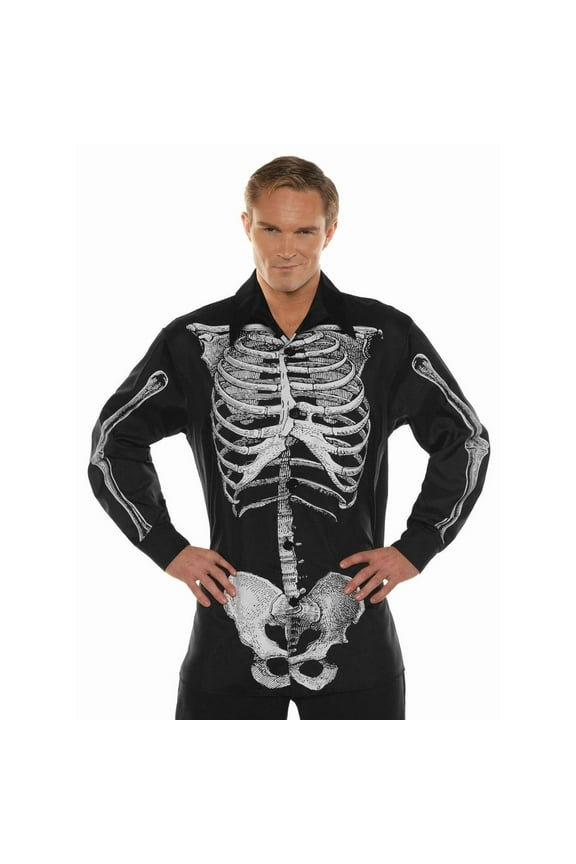 Skeleton Bones Adult Costume Dress Shirt | X-Large Male