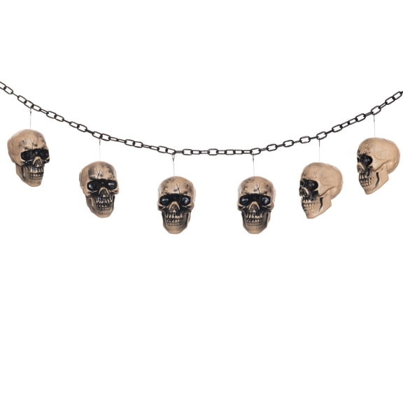 Underwraps Skull Chain Halloween Decoration With Attached Skulls, Hanging Gothic Cemetery Party Prop Indoor Outdoor Decor Cosplay One Size