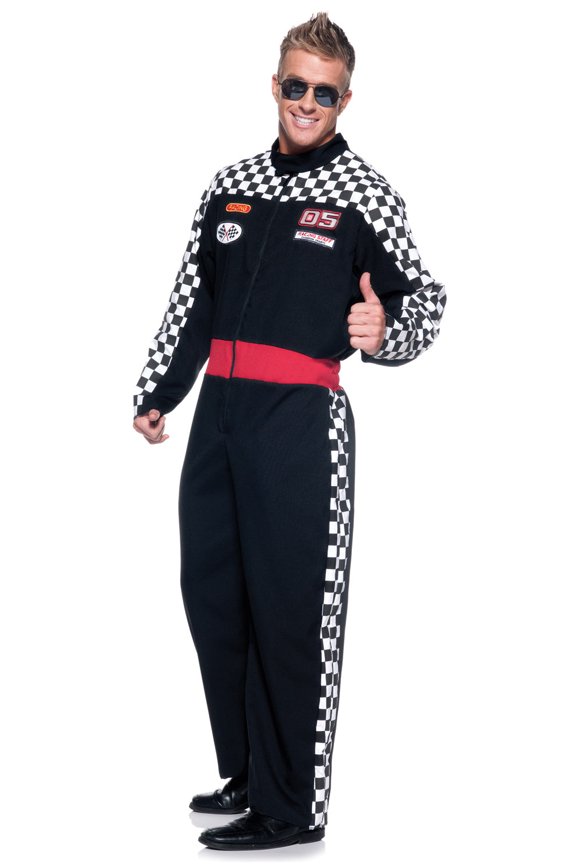 Speed Demon Race Car Driver Costume for Adults with Embroidered Patches, Plus Size XXL