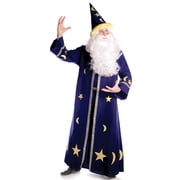 Underwraps Spell Master Blue Wizard Open Front Tunic Costume Robe
