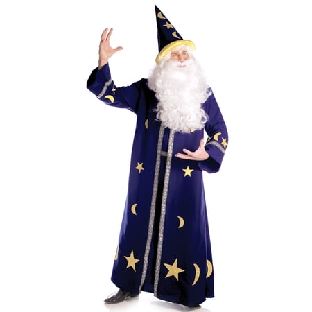 Underwraps Spell Master Blue Wizard Open Front Tunic Costume Robe
