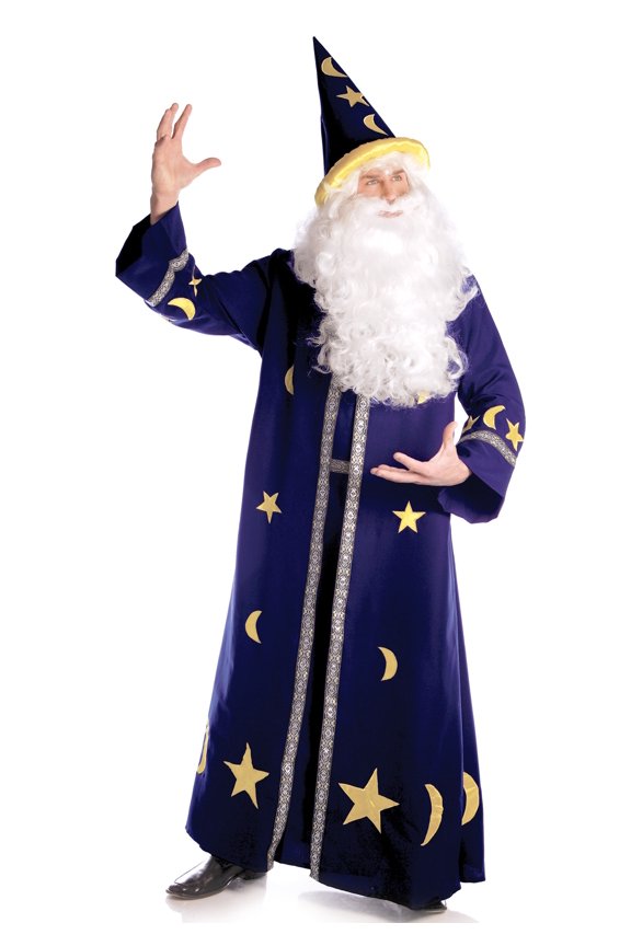 Spell Master Blue Wizard Open Front Tunic Costume Robe