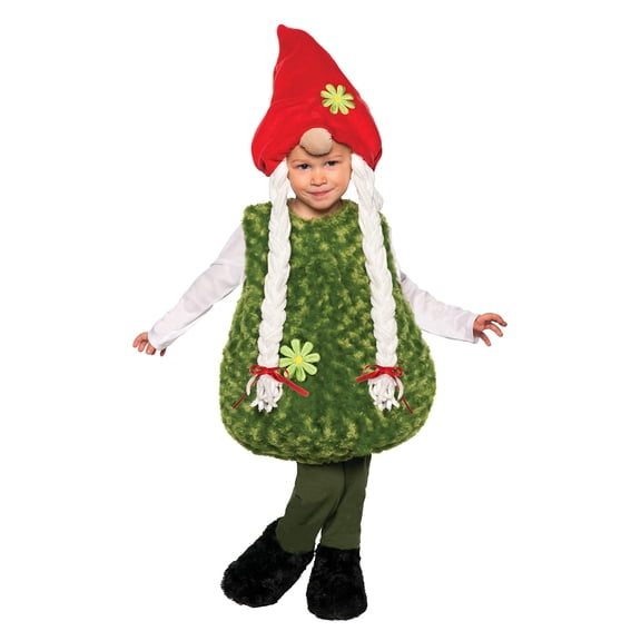 UNDERWRAPS Garden Gnome Belly Baby -Charming Plush Swirl Fur Body, Detailed Hood With Shoe Covers Costume for Girls. Large (2-4T)