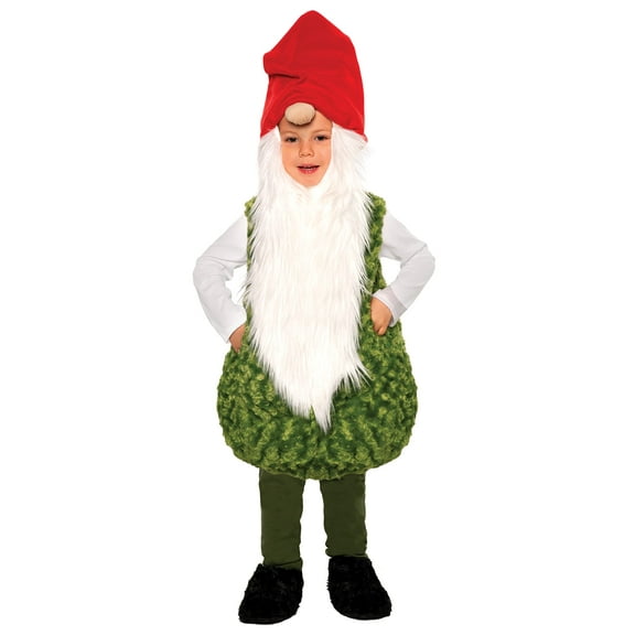 UNDERWRAPS Garden Gnome Belly Baby -Charming Plush Swirl Fur Body & Hat for Kids, White Beard With Red Hat, Plush Gnome Costume for Boys, X-Large (4-6)
