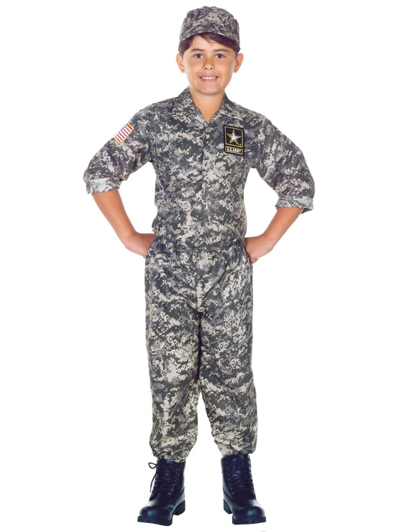 U.S. Army Camo Military Halloween Fancy-Dress Costume for Child, Little Boys S (4-6)