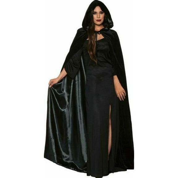 UNDERWRAPS Women's Hooded Halloween Costume Cape with Lining Black